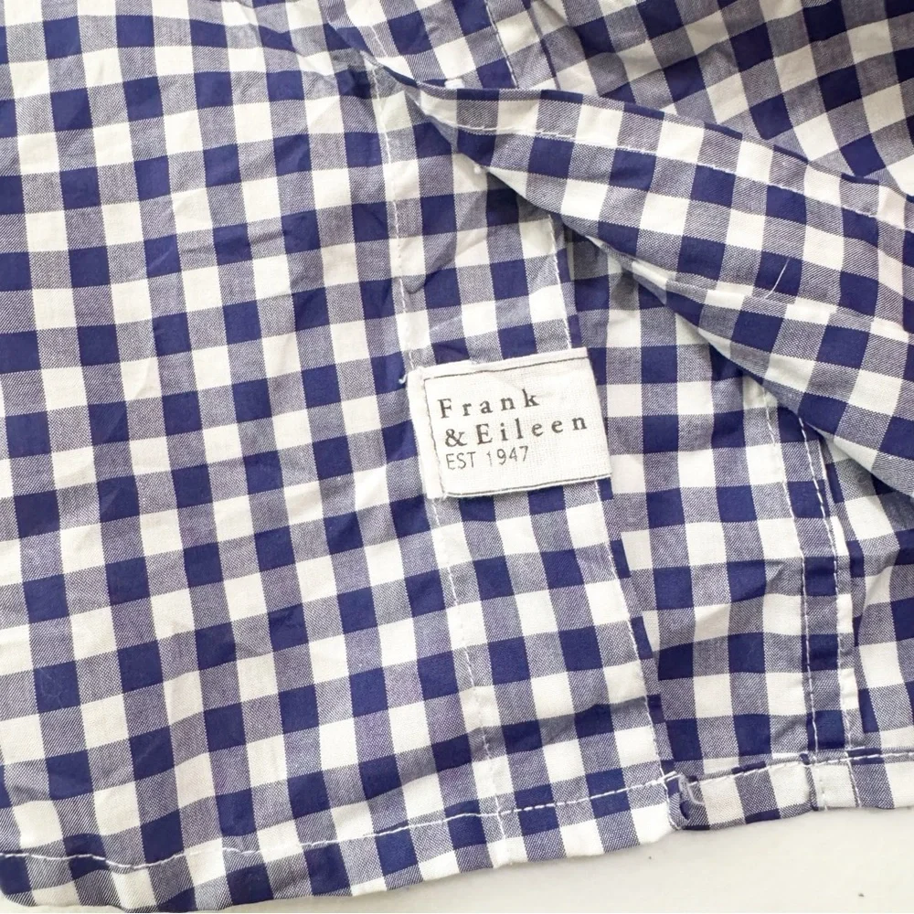Frank & Eileen Barry Blue Gingham Button Front Top XS - Picture 9 of 13